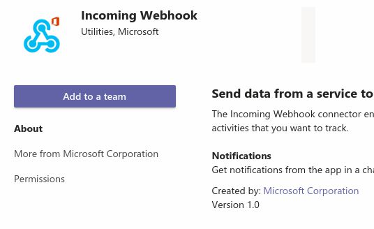 microsoft team webhook add