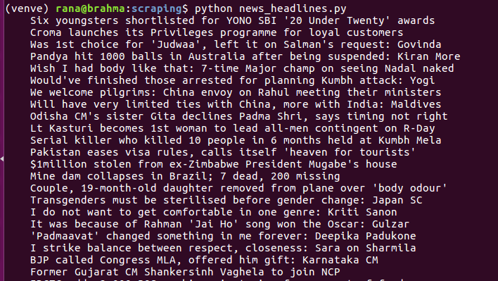 news scraping using beautifulsop and python
