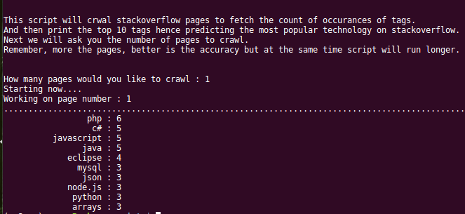 python script 5 how to find most popular technologies on stackoverflow